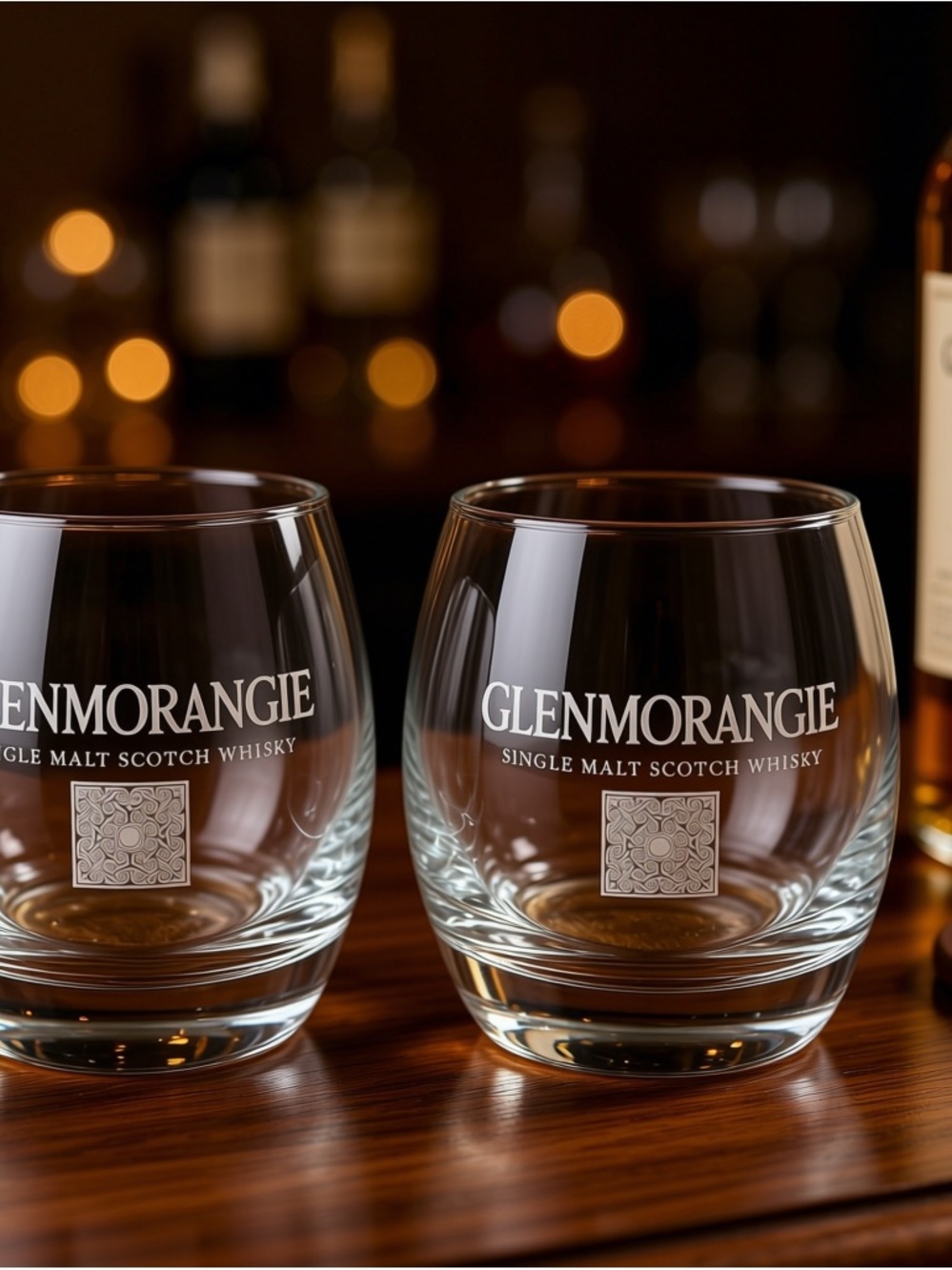 GLENMORANGIE Clear Single Malt Scotch Whiskey Glasses Heavy Tumblers - Set of 2